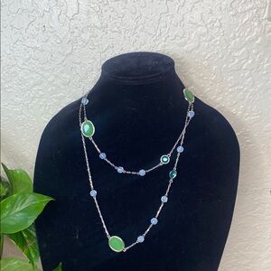 Lia Sophia Green and Blue Double-Strand Necklace